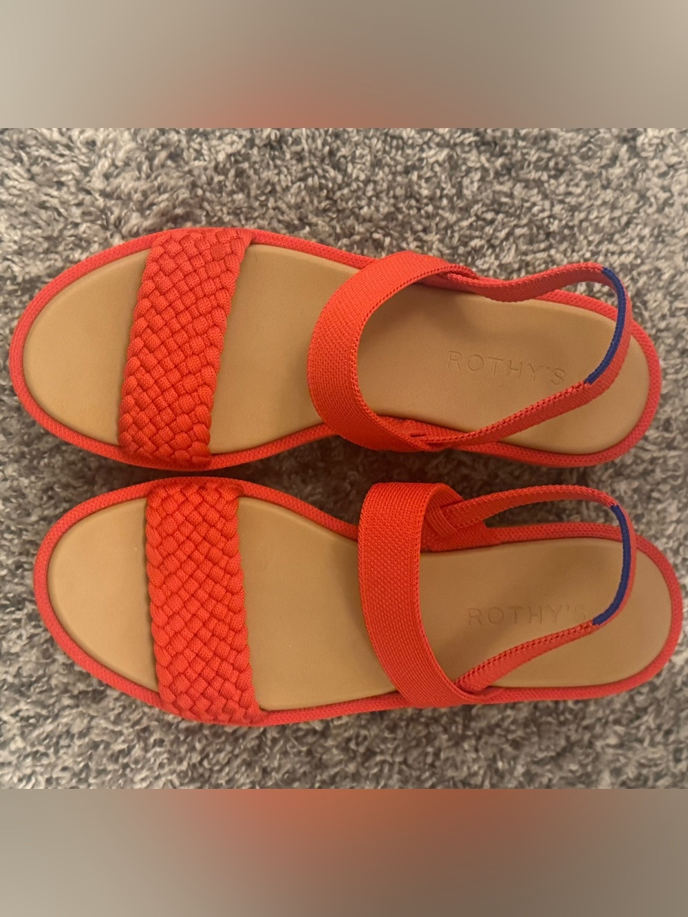 Rothy's Women's Lightweight Wedge Braided Strap Sandals in Red